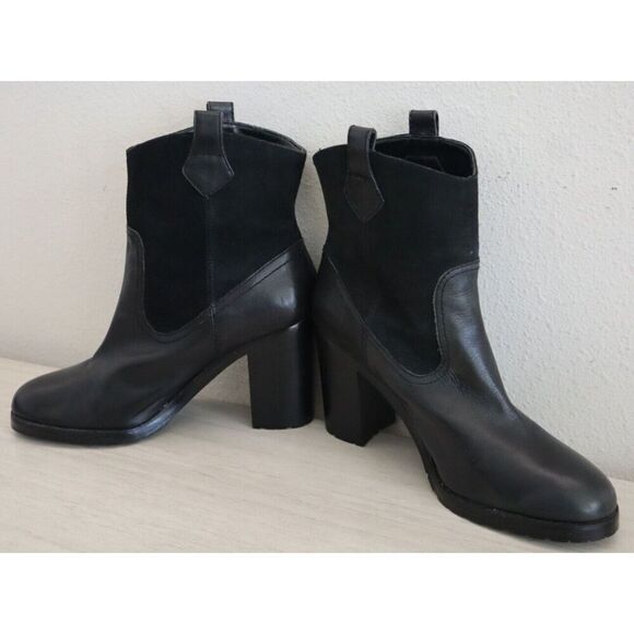 Lauren Ralph Lauren Women's Sz 8.5B Black Devyn Leather/Suede Western Boots - Picture 2 of 8